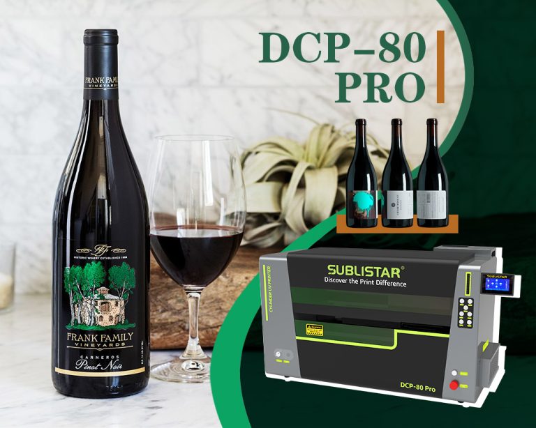 Digital cylinder UV printer is suitable for red wine bottle printing.