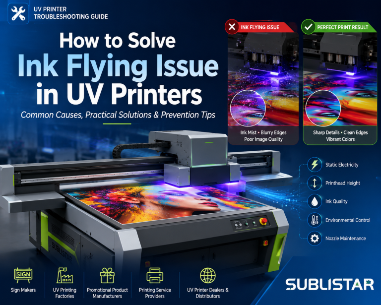 uv flatbed printer ink flying issue
